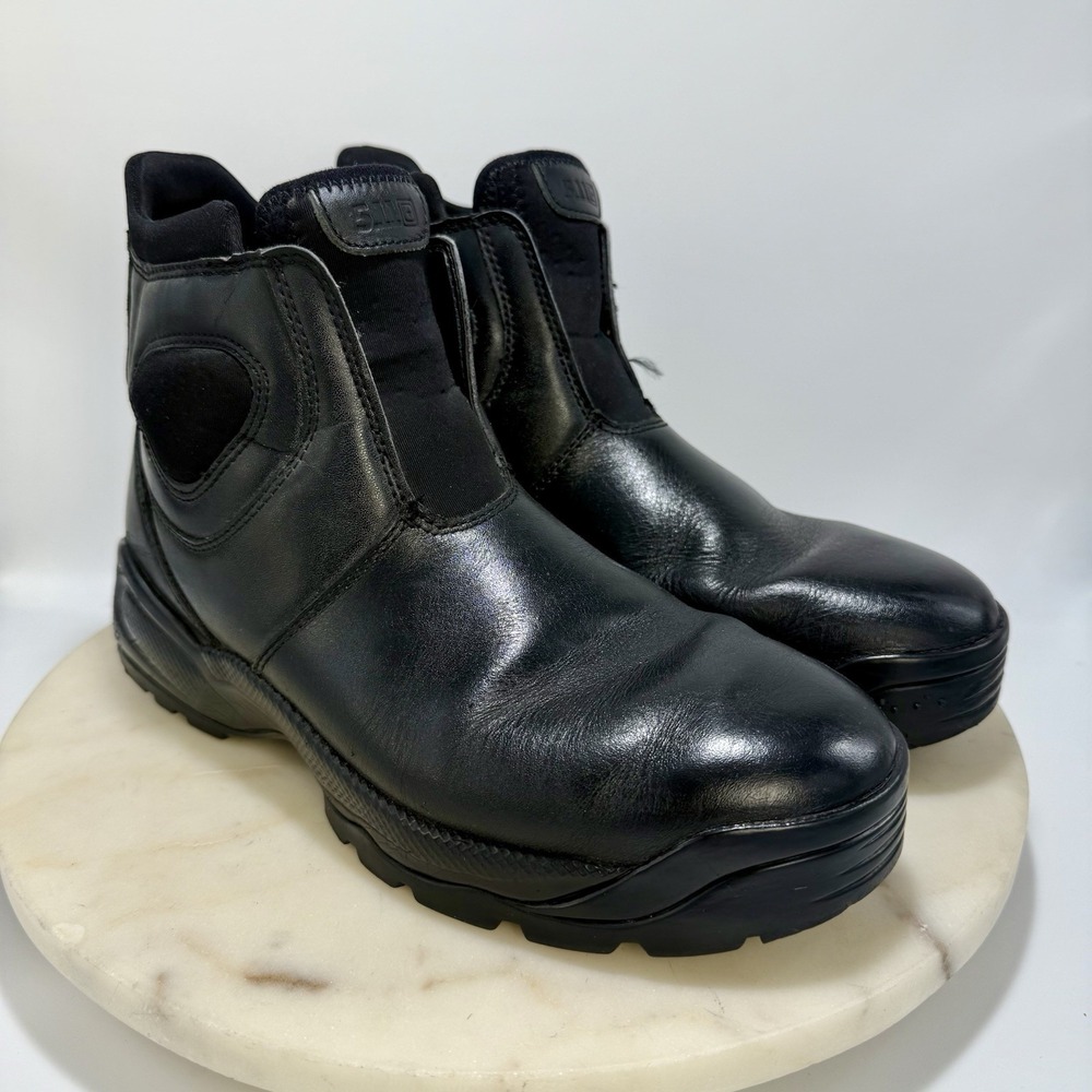 5.11 Tactical ATAC Storm Boots 8" Side Zip Black Leather Lace up Mens 9.5